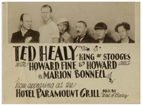Promotional Card From 1932 for Ted Healy King of Stooges With Howard, Fine & Howard -- Measures 4 x 3 -- Near Fine Condition